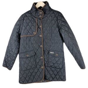 Autobahn navy quilted button up parka coat
